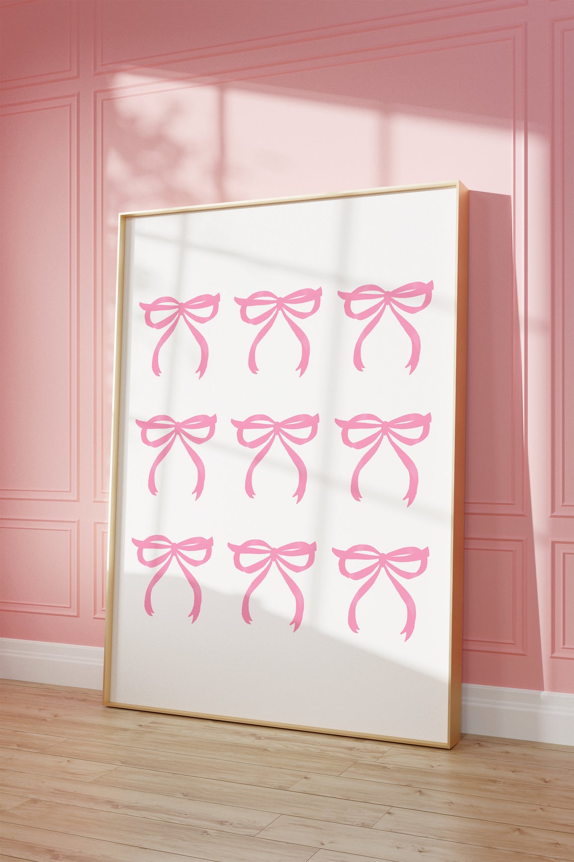 Nine Pink Ribbon Bows Grid Coquette Girly Aesthetic Art Poster