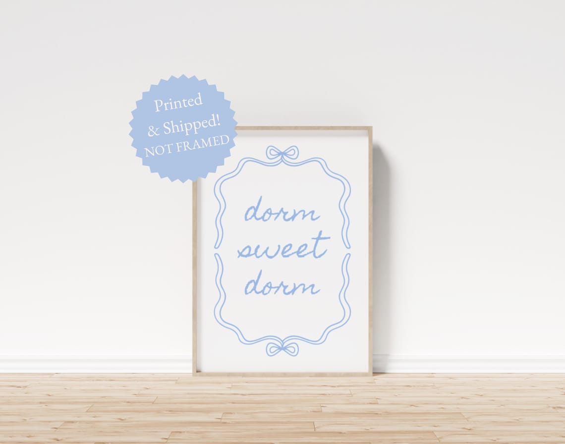 Dorm Sweet Preppy Room Poster Print, Blue Decor