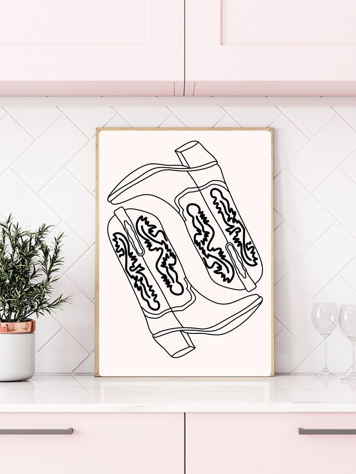 Neutral Cowgirl Cowboy Boots Art Print Neutral Western Art Print Preppy Cowgirl Decor Coastal Cowgirl Art Cowgirl Dorm Decor
