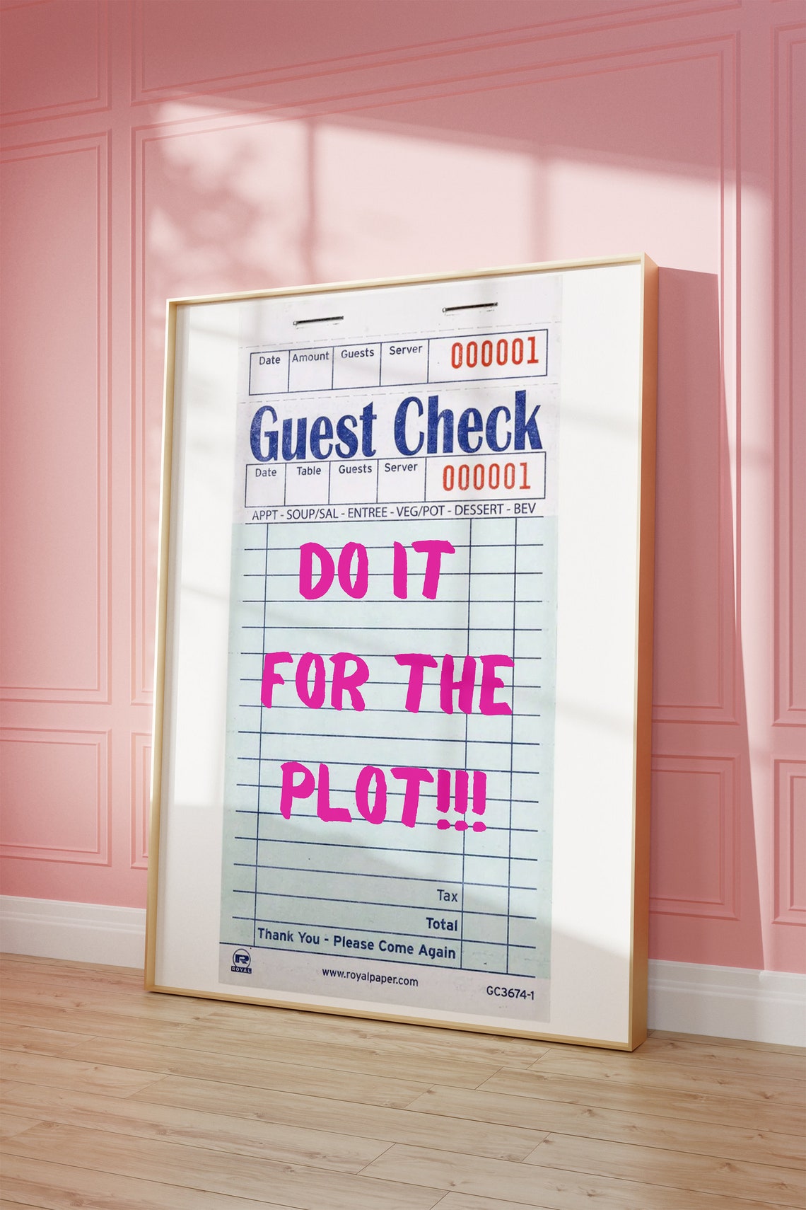 Do It For The Plot Guest Check Blue Retro Trendy Dorm Room Poster - Image 2