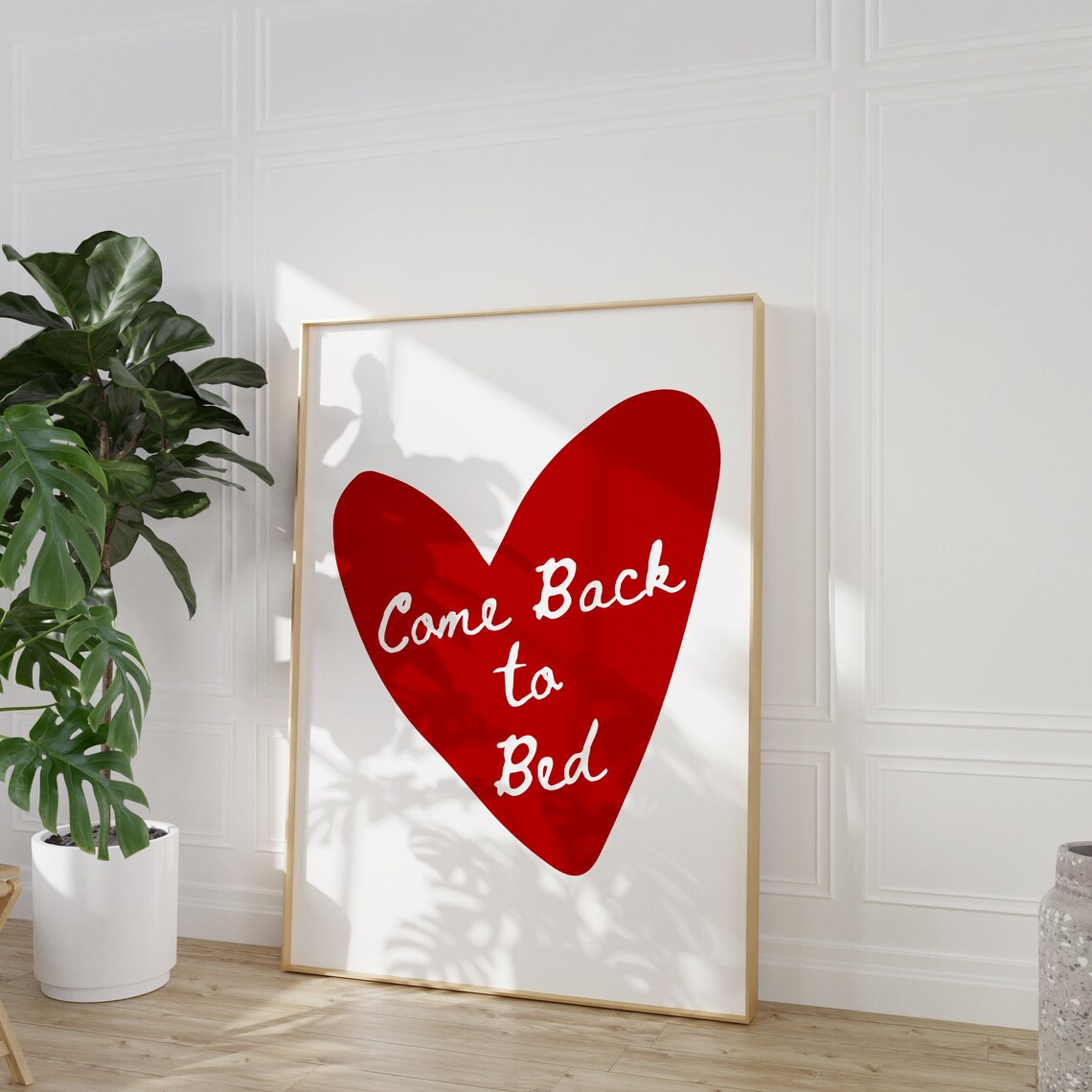 Vintage Come Back To Bed Red Heart Typography Art Print - Image 2