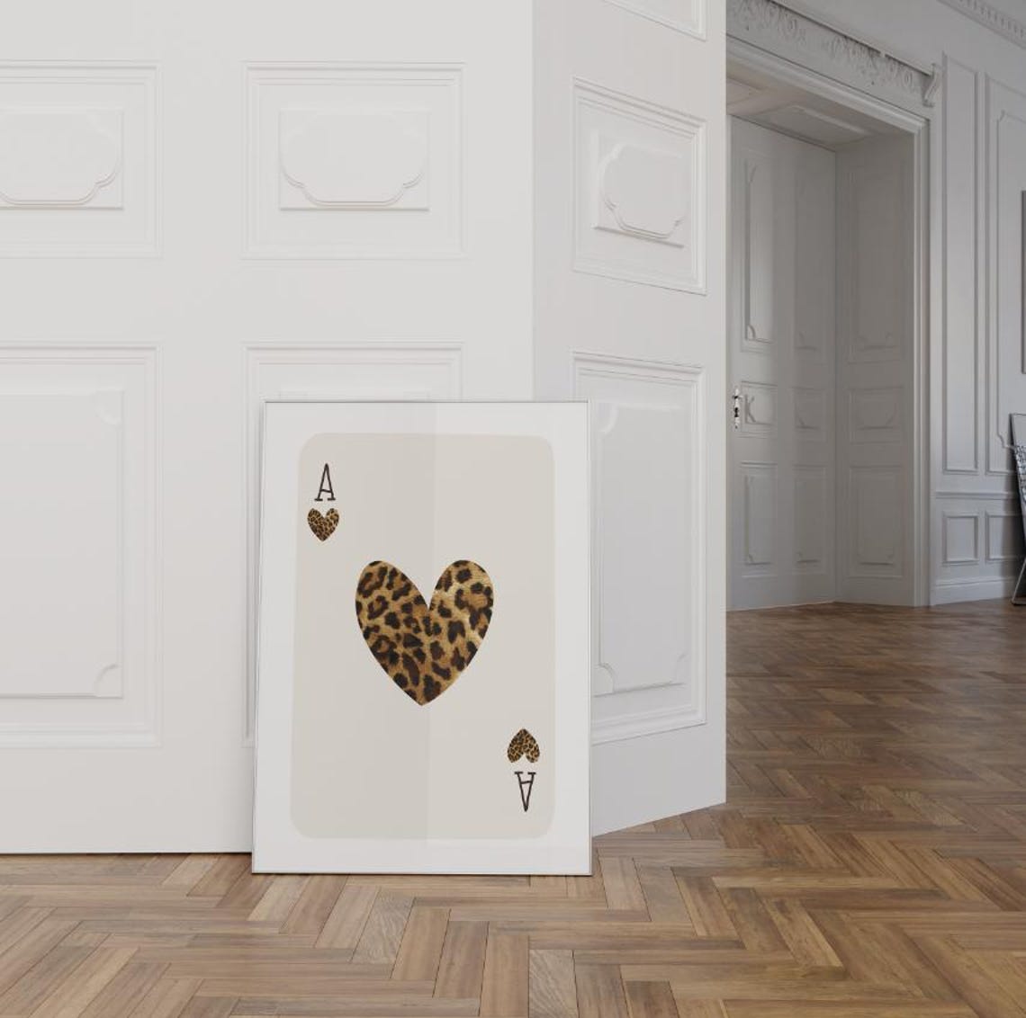 Leopard Spotted Ace of Hearts Card Trendy Western Dorm Room Poster
