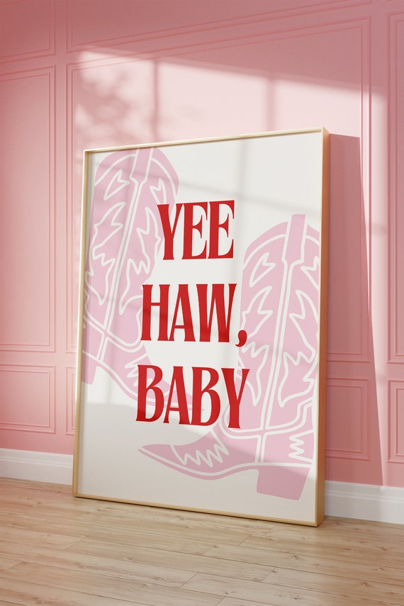 Yee Haw Cowboy Boots Art Print Western Art Print Preppy Cowgirl Decor Coastal Cowgirl Art Cowgirl Dorm Decor Bar Cart Print