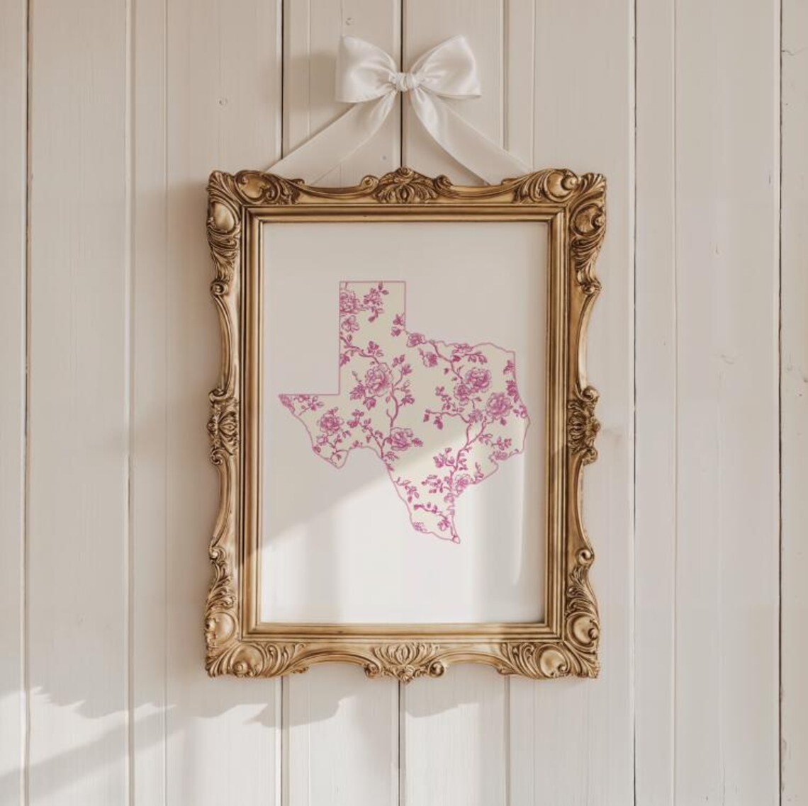 Custom Home State Chinoiserie, Preppy Pink Poster