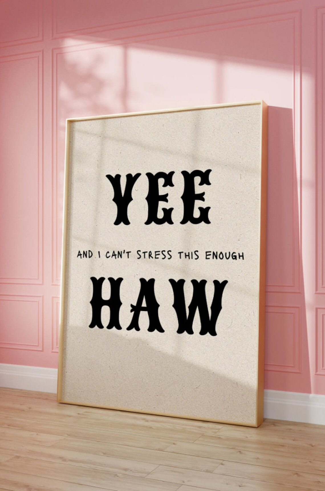 Funny Yee Haw Western Typography Quote on Cream Background Poster - Image 2