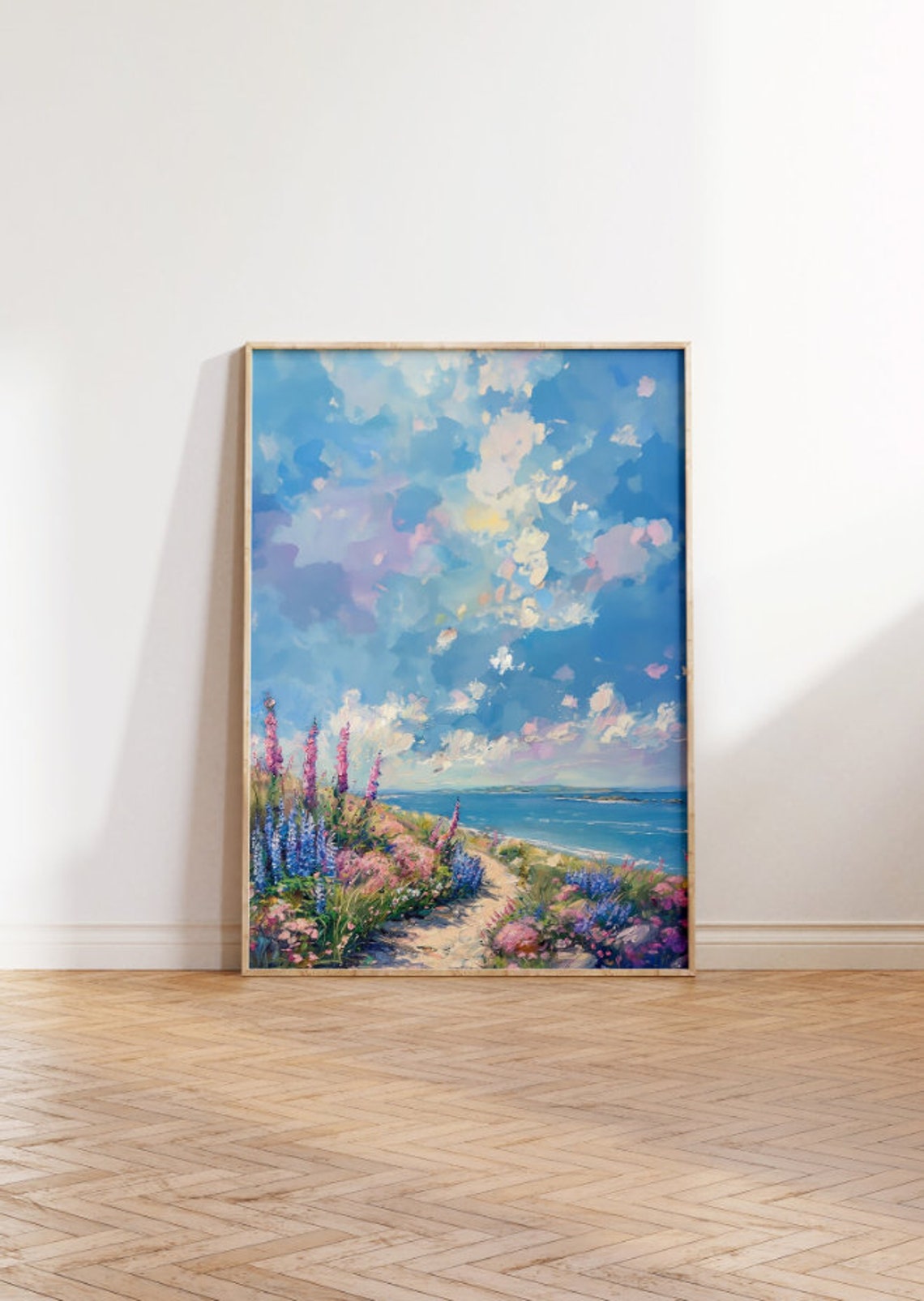 Wildflower Path to the Ocean Impressionist Coastal Landscape Poster - Image 2