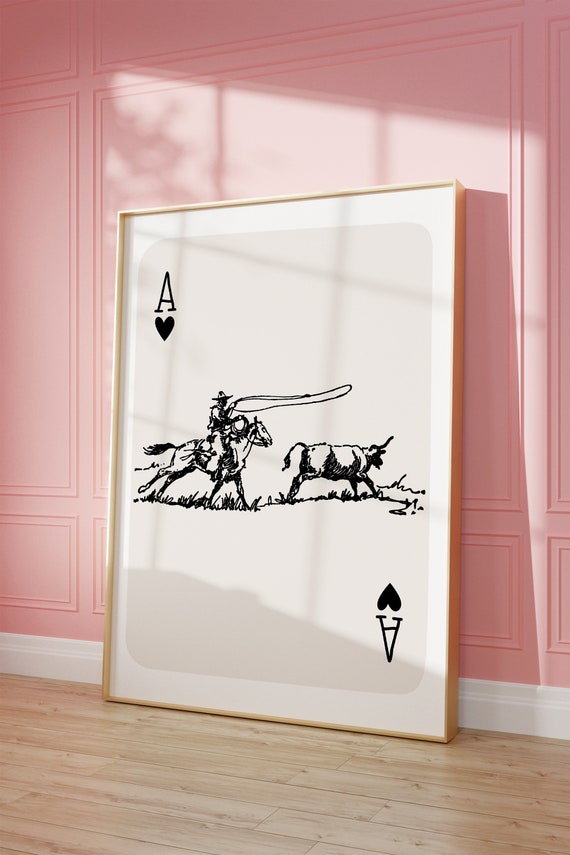 Cowboy Playing Card Vintage Cowboy Rodeo Cowboy Western Print Cowgirl Western Aesthetic Western Decor Western Art