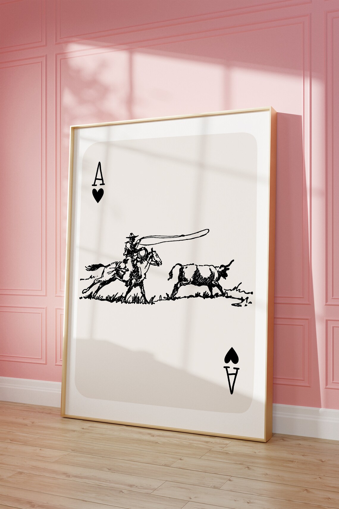 Ace Of Spades Cowboy Lasso Steer Rope Minimalist Western Card Poster