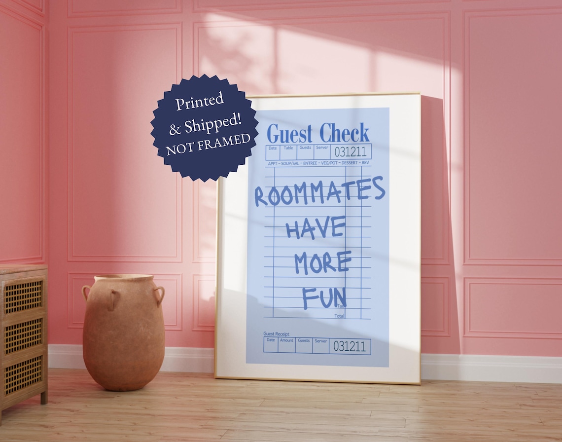 Trendy Pink Guest Check Funny Dorm Decor Art Print