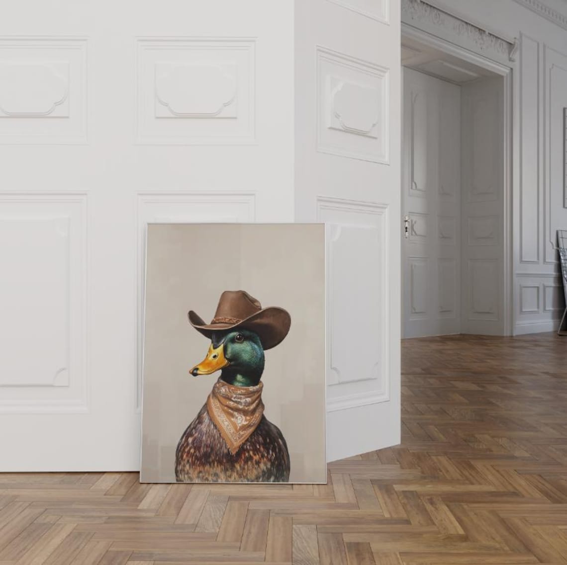 Mallard Duck Cowboy Hat Western Art Print