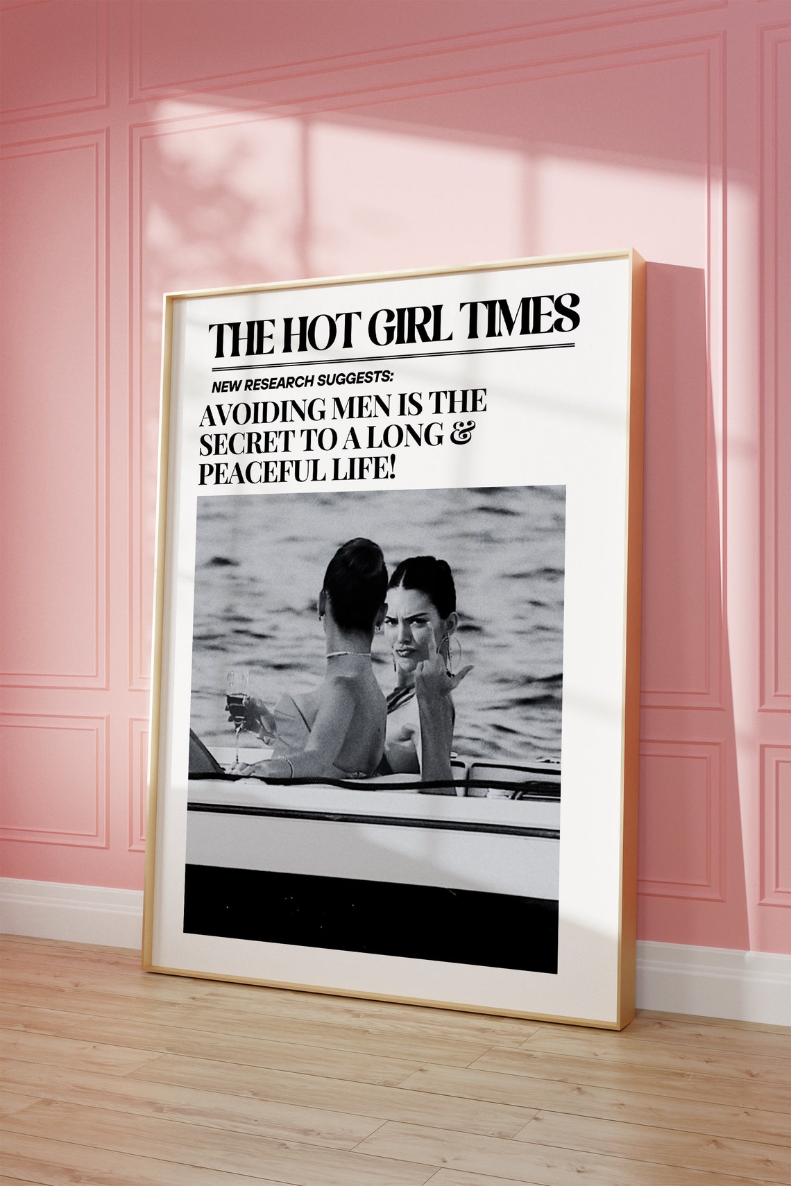The Hot Girl Times Avoiding Men Funny Newspaper Quote Poster