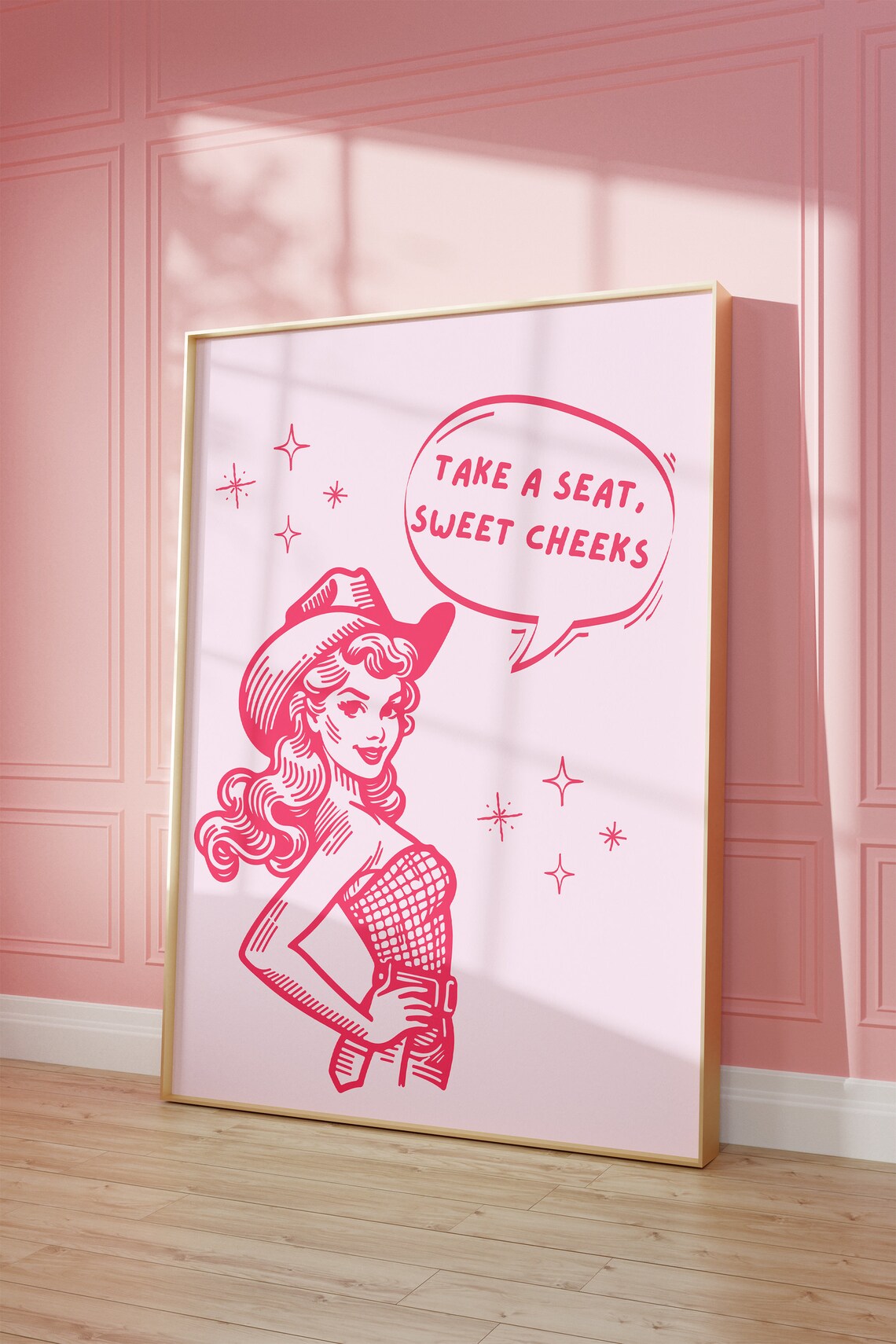 Take A Seat Sweet Cheeks Western Bathroom Art Print