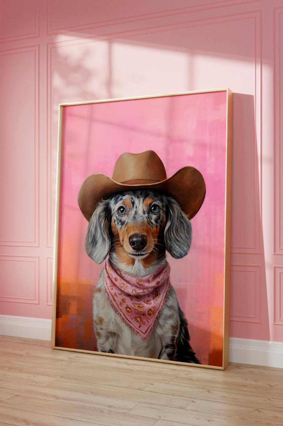 Dachshund Cowgirl Hat Vintage Western Art Print - Image 2