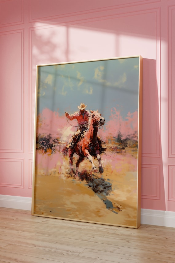 Vintage Cowboy Western Painting Art Print