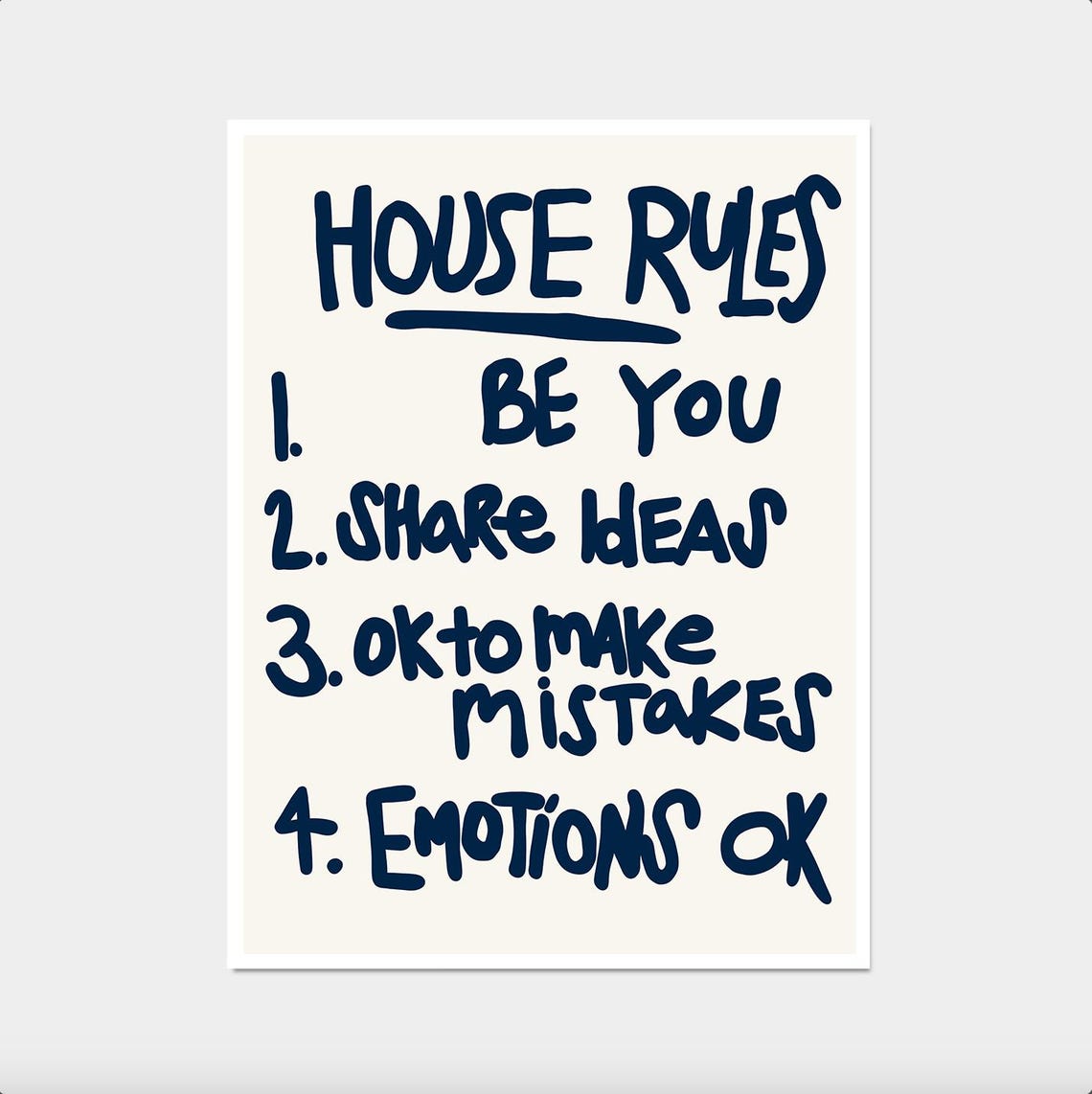 House Rules Be You Share Ideas Family Inspirational Quote Poster - Image 2