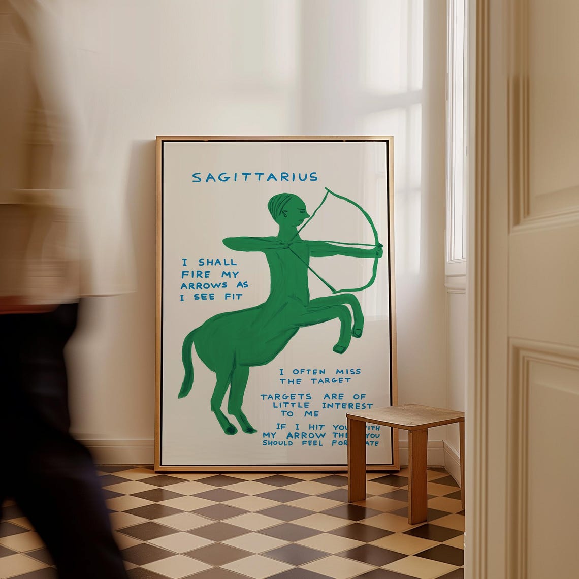 Sagittarius Green Centaur Archer Funny Zodiac Star Sign Poster