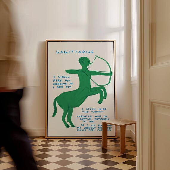 Sagittarius Green Centaur Archer Funny Zodiac Star Sign Poster