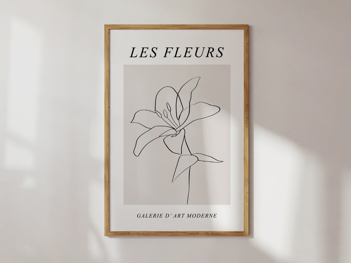 Les Fleurs Lily Line Art French Botanical Exhibition Gallery Poster