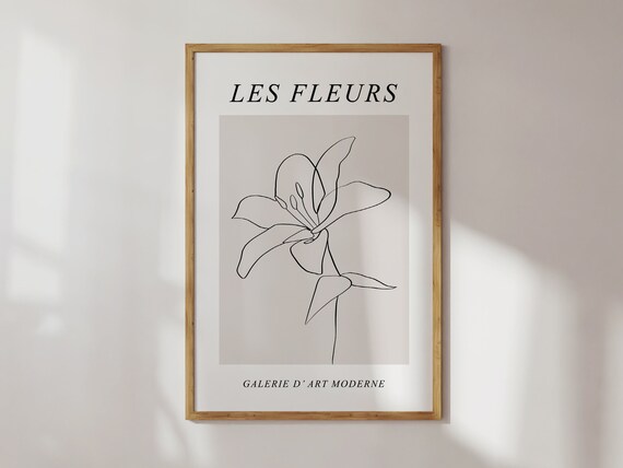 Les Fleurs Lily Line Art French Botanical Exhibition Gallery Poster