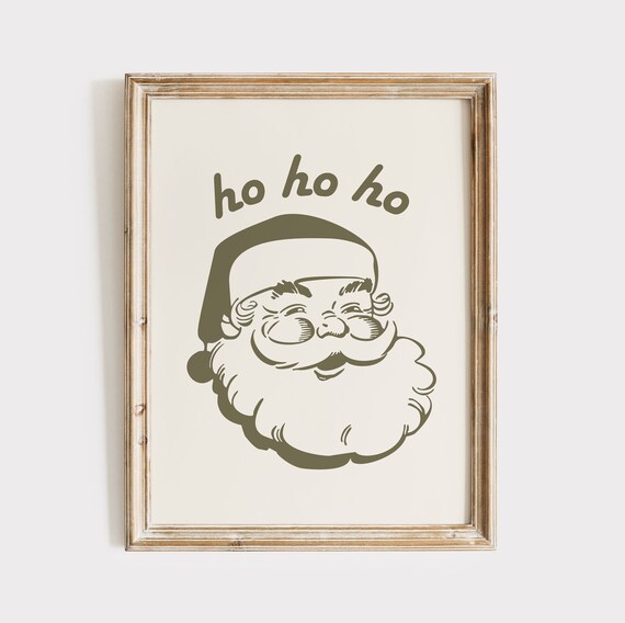 Ho Ho Ho Retro Santa Claus Christmas Holiday Vintage Style Poster