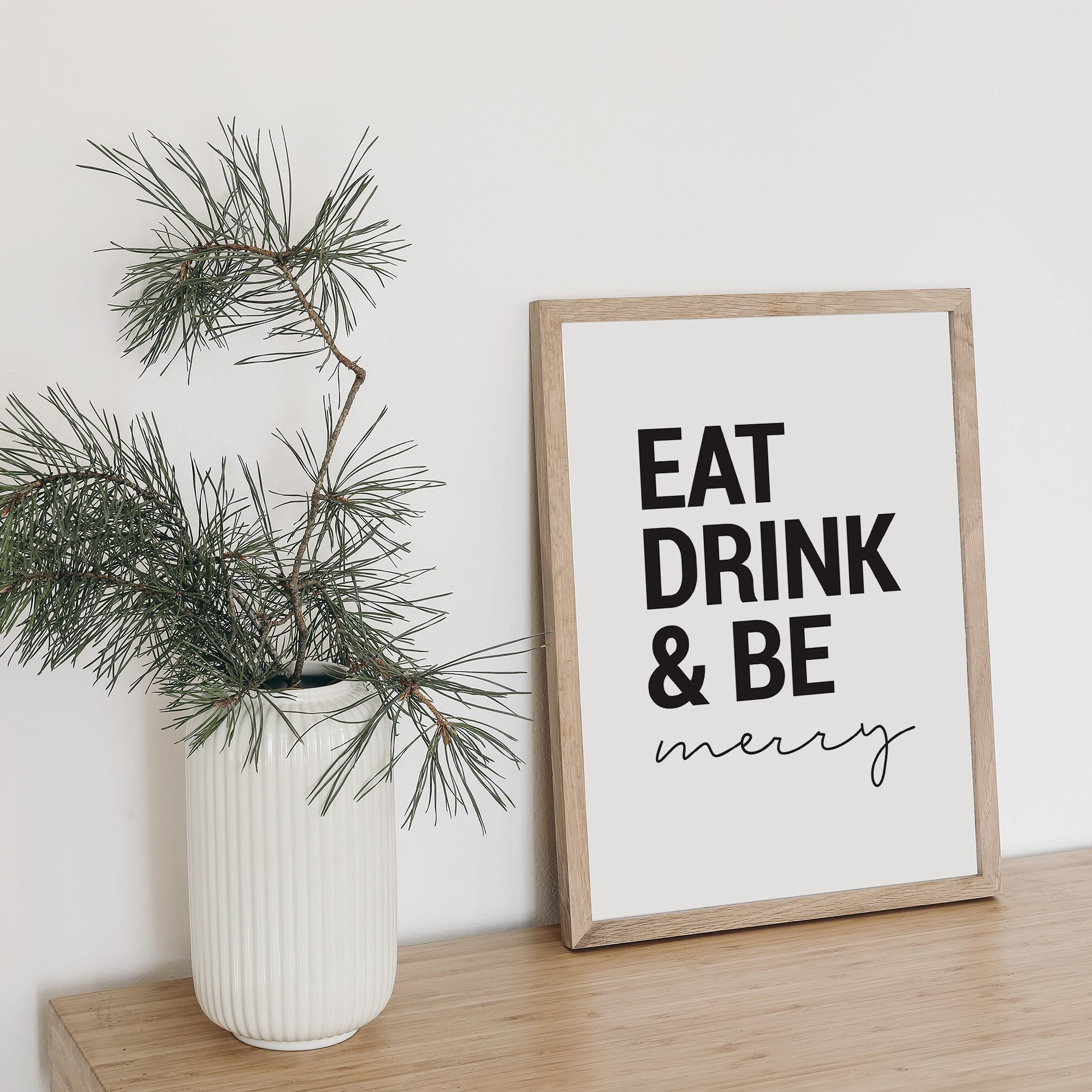 Eat Drink and Be Merry Bold Typography Christmas Bar Cart Poster - Image 2