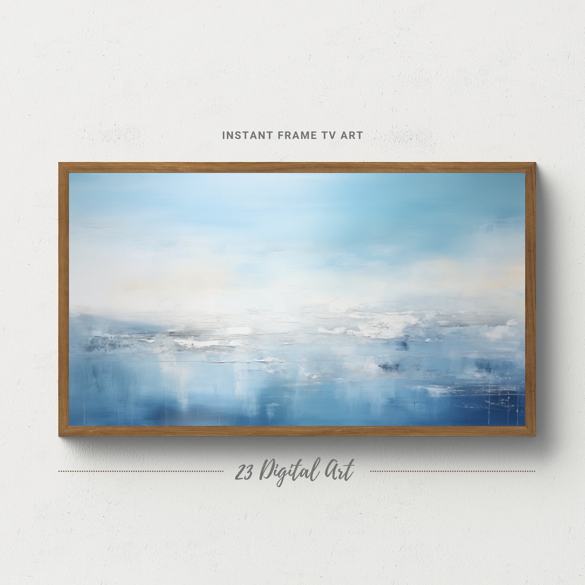 Abstract White Blue Seascape Calm Ocean Horizon Modern Art Print