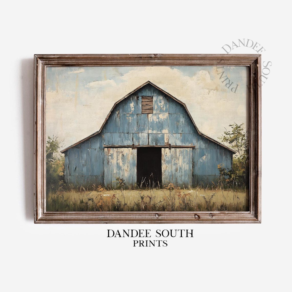 Vintage Weathered Blue Barn Rustic Countryside Farmhouse Wall Art