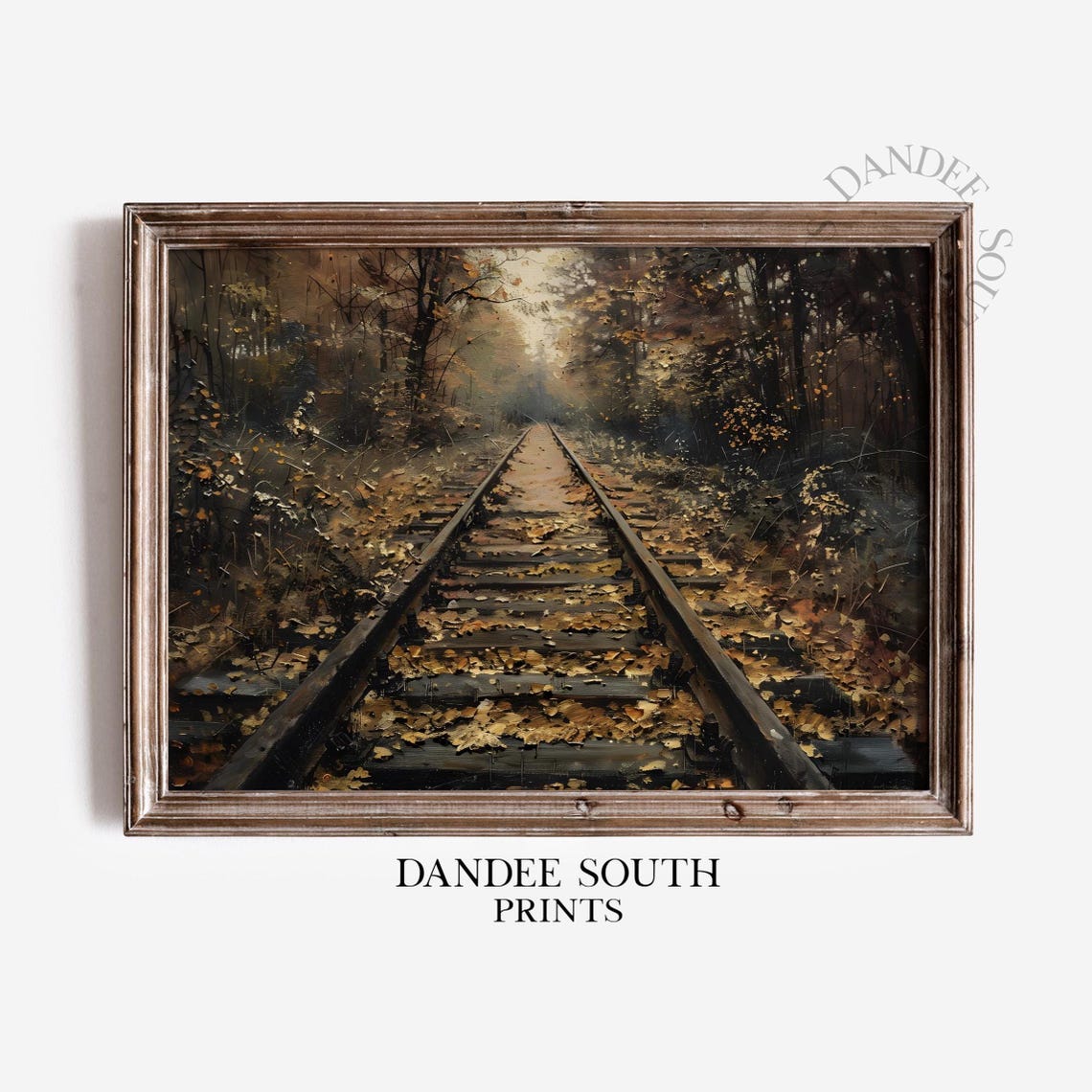Fall Landscape Wall Art Autumn Train Tracks Farmhouse Forest 637