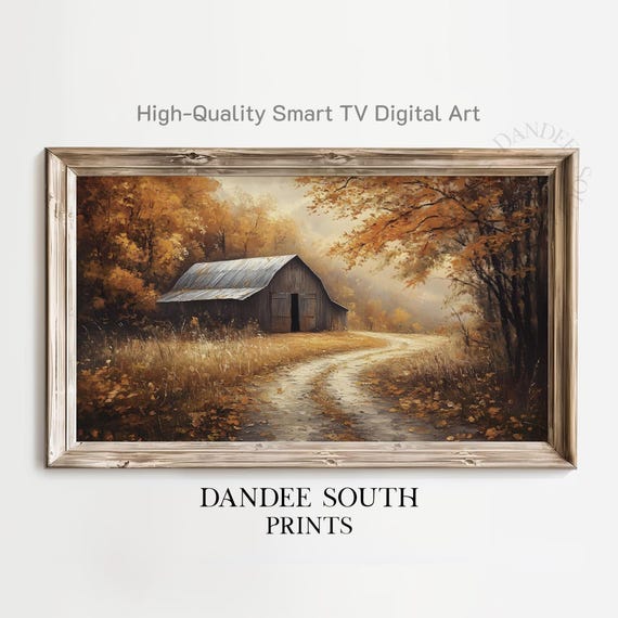 Rustic Fall Barn Tv Art For Frame Smart Autumn Landscape Painting Cozy Farmhouse Display Tv053