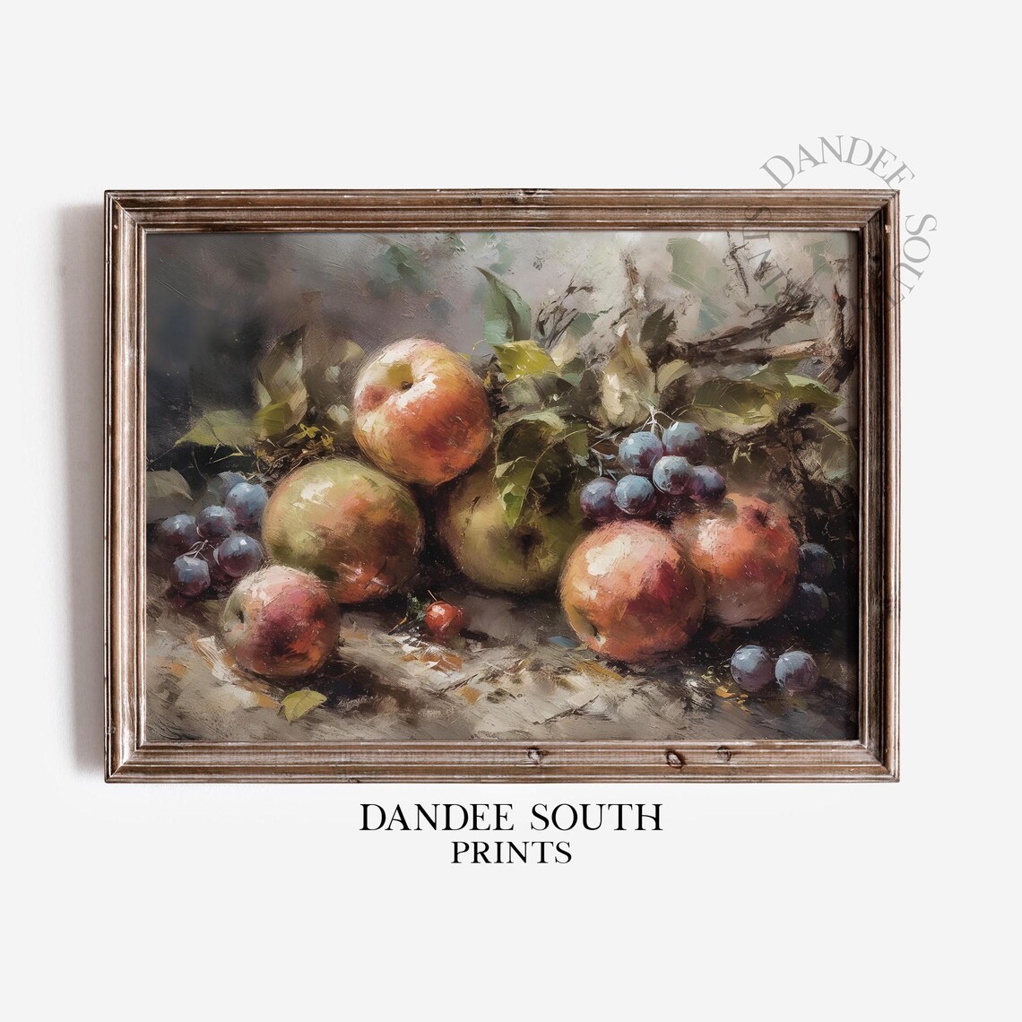 Vintage Fruit Still Life Apples Grapes Antique Kitchen Painting Poster