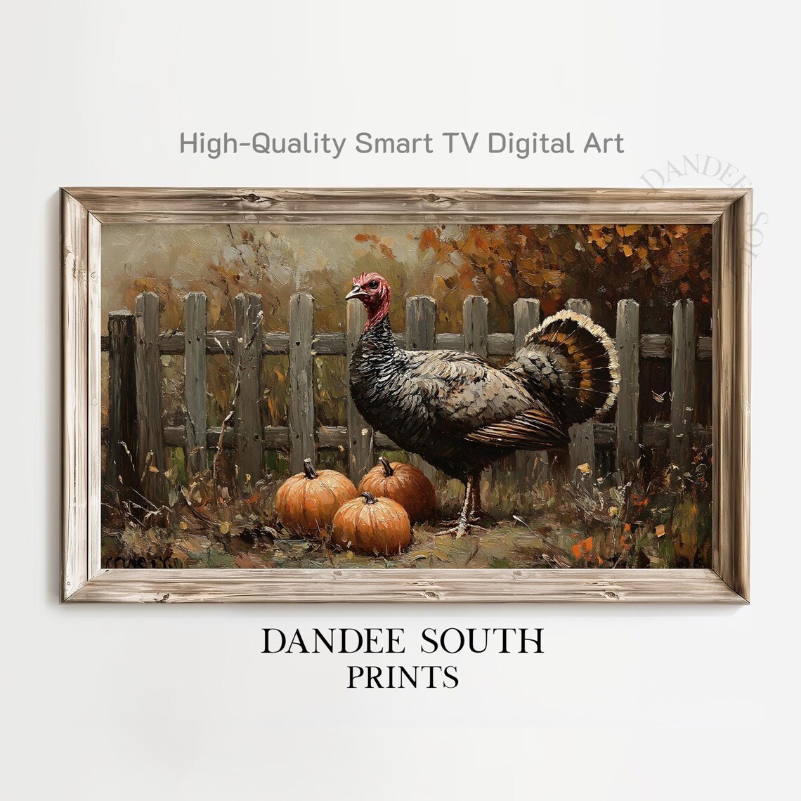 Rustic Autumn Turkey Art Print, Thanksgiving Display