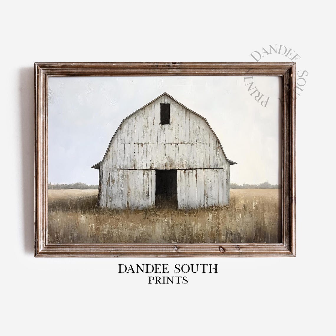 Weathered White Barn Standing in Golden Wheat Field Painting Poster