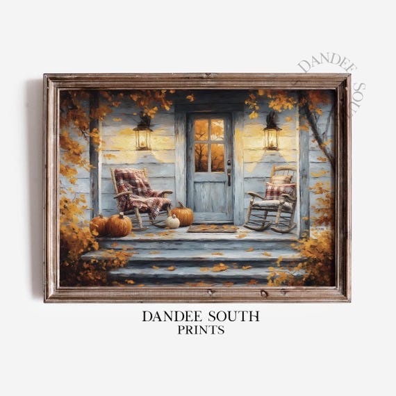 Rustic Fall Porch Wall Art Vintage Autumn Landscape Farmhouse Front Decor 620
