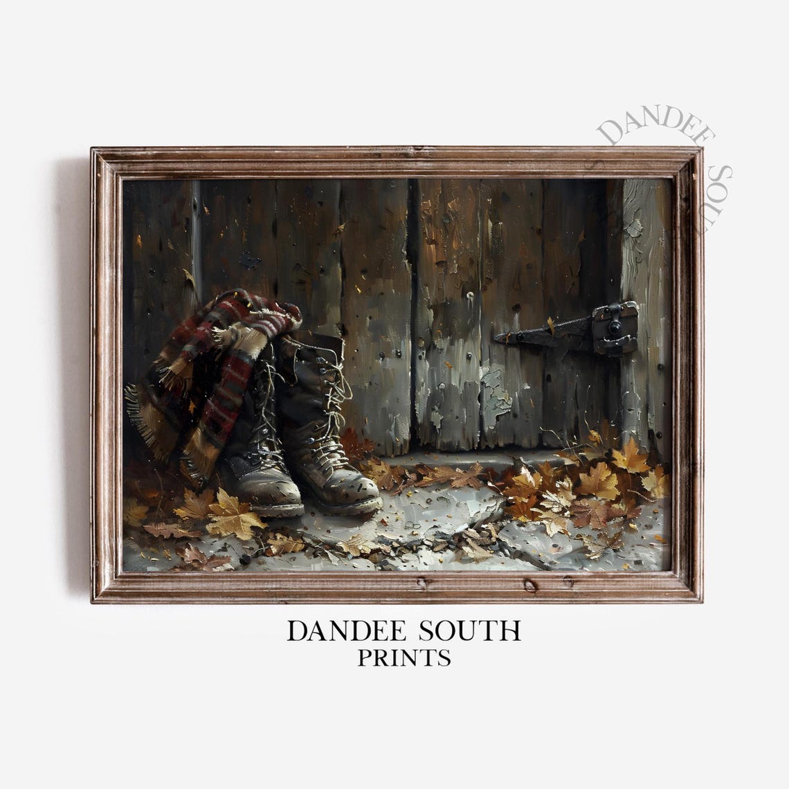 Rustic Fall Boots Wall Art Vintage Autumn Porch With Leaves Farmhouse Thanksgiving Decor 629