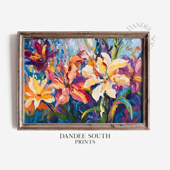 Bright Abstract Flower Botanical Print Spring Summer Floral Art Modern Wall Colorful Flowers 239