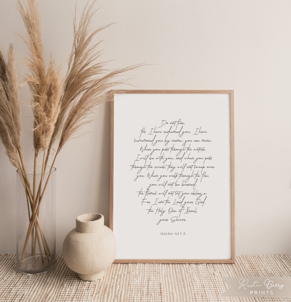 Isaiah 431 3 Bible Quote Wall Art Modern Minimalist Encouragement Scripture Bible Verse Instant Download