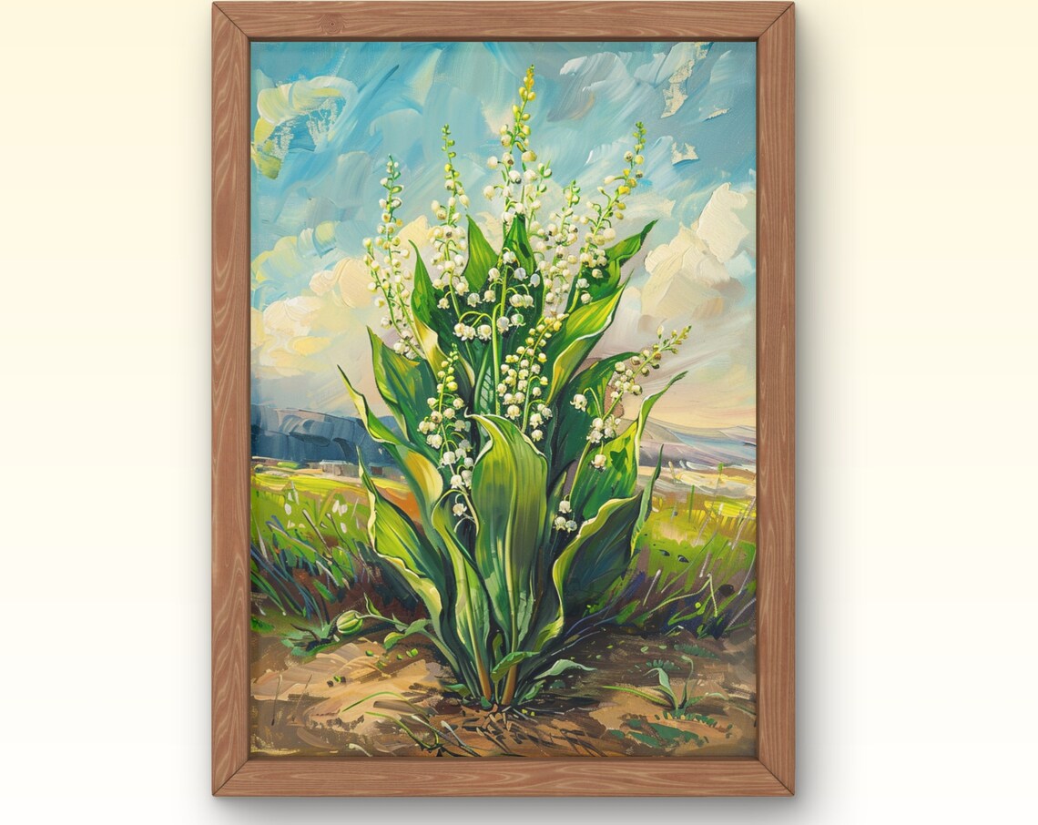 Lily Of The Valley White Bell Blooms Green Leaves Spring Art Poster