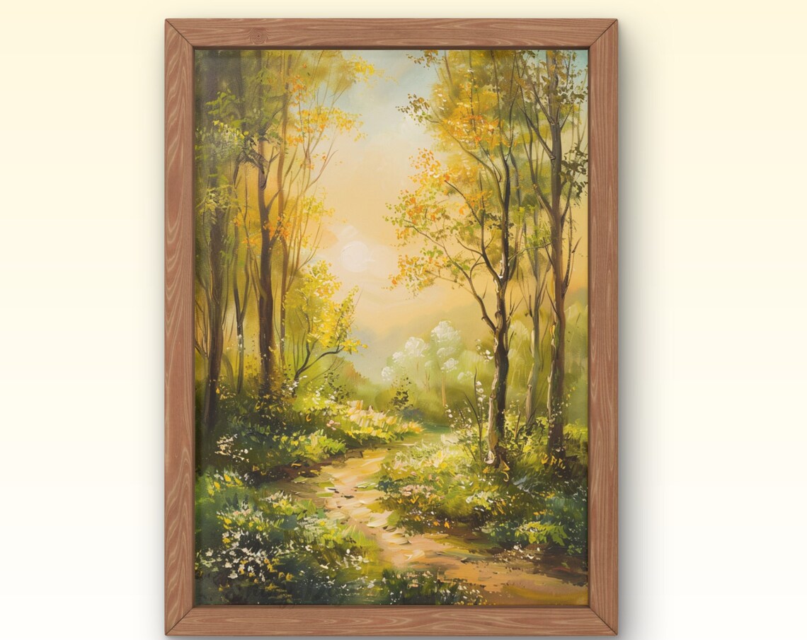 Vintage Spring Meadow, Rustic Country Landscape