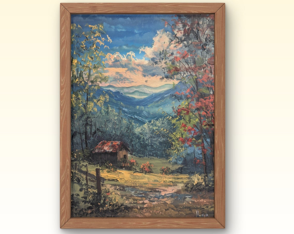 Rustic Country Wall Art Vertical Landscape Painting Vintage Prints Art Print Retro Posters Classic Decor