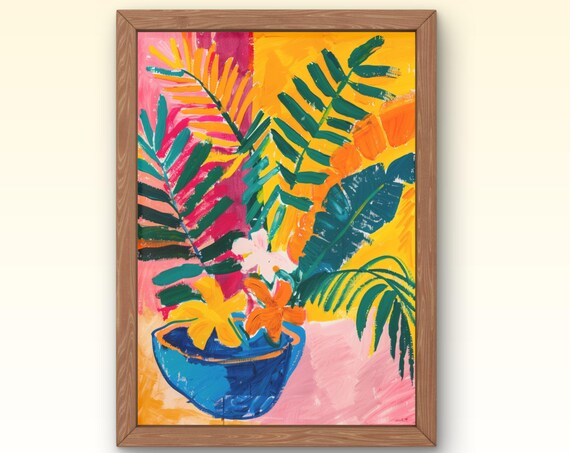 Matisse Style Tropical Leaves Bold Fauvist Colorful Botanical Painting Art Poster