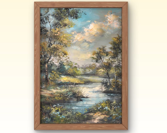 River Landscape Painting Vintage Country Bedroom Wall Art Beautiful Pictures Of River Retro Posters Classic Art