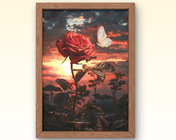 Butterfly Sunset Art Van Gogh Style Flower Decor Artistic Home Accent Unique Birthday Gift