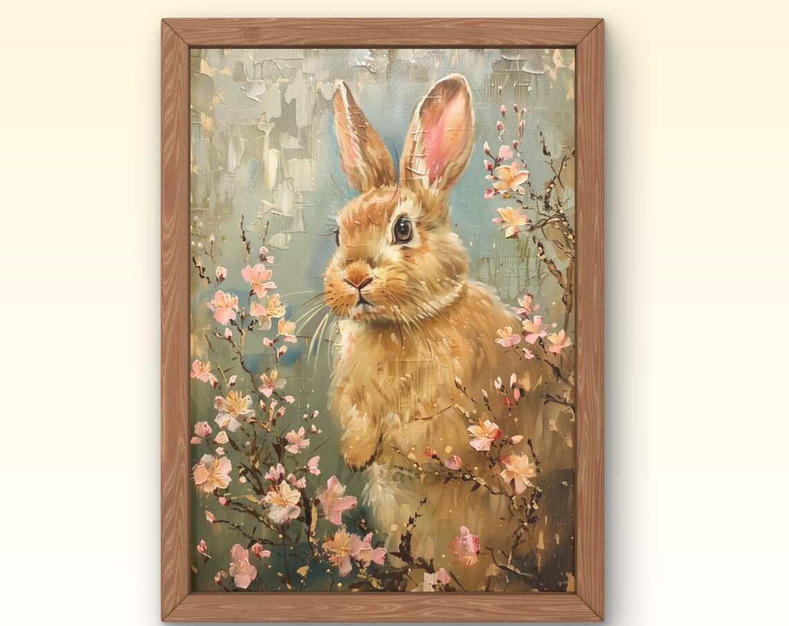 Easter Bunny Rabbit Painting, Happy Easter Decor
