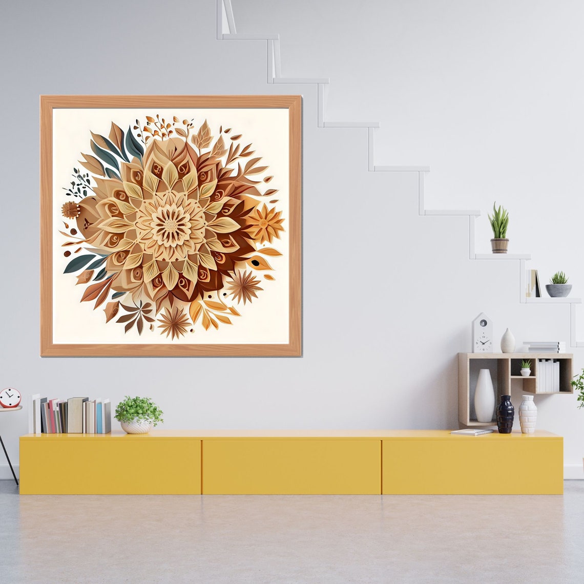 Botanical Paper-Quilling Mandala in Earthy Brown Tones Poster - Image 2