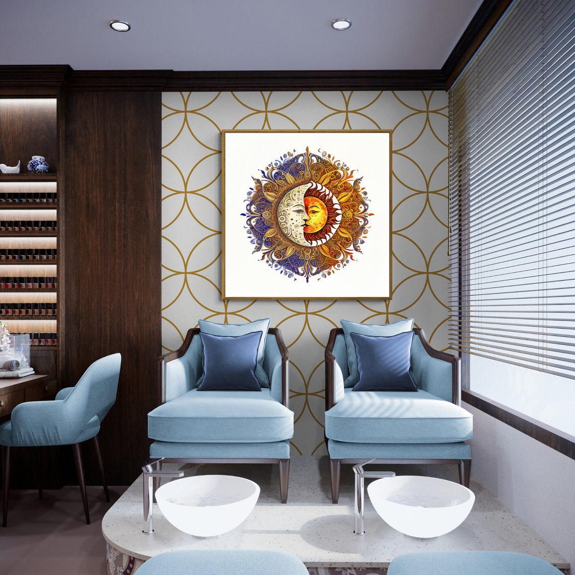 Sun E Moon Illustration Zen Wall Art Home Decor Mandala Wall Decor Custom Size Colourful Art Prints Art Wall Print Decor - Image 2