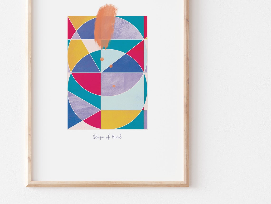 Shape of Mind Colorful Geometric Circles Mid Century Abstract Print - Image 2