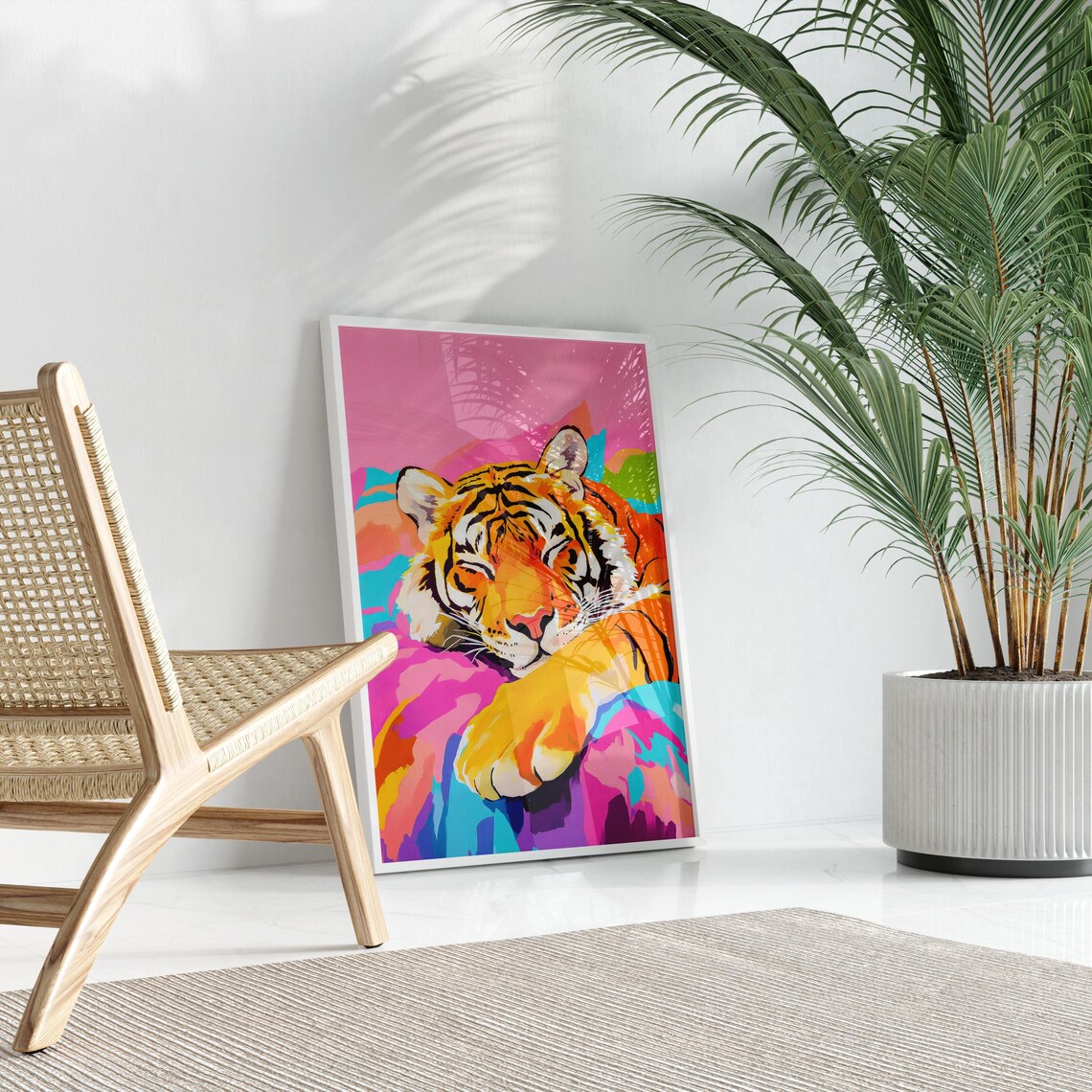 Sleeping Tiger Front View With Paw Over Edge Maximalist Poster - Image 3