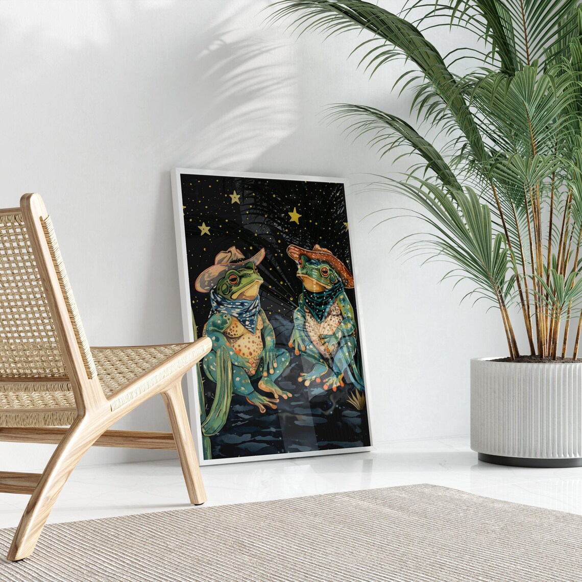 Cowboy Frog Oil Painting, Whimsical Western Art Print - Image 3