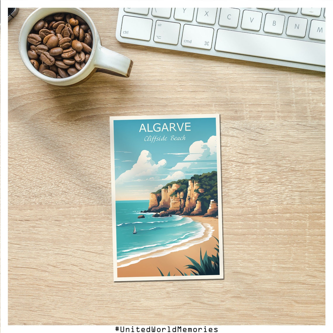 Algarve Travel Poster Cliffside Beach Poster Portugal Poster Algarve Wall Art Algarve Gifts Algarve Portugal Poster Algarve Print - Image 3