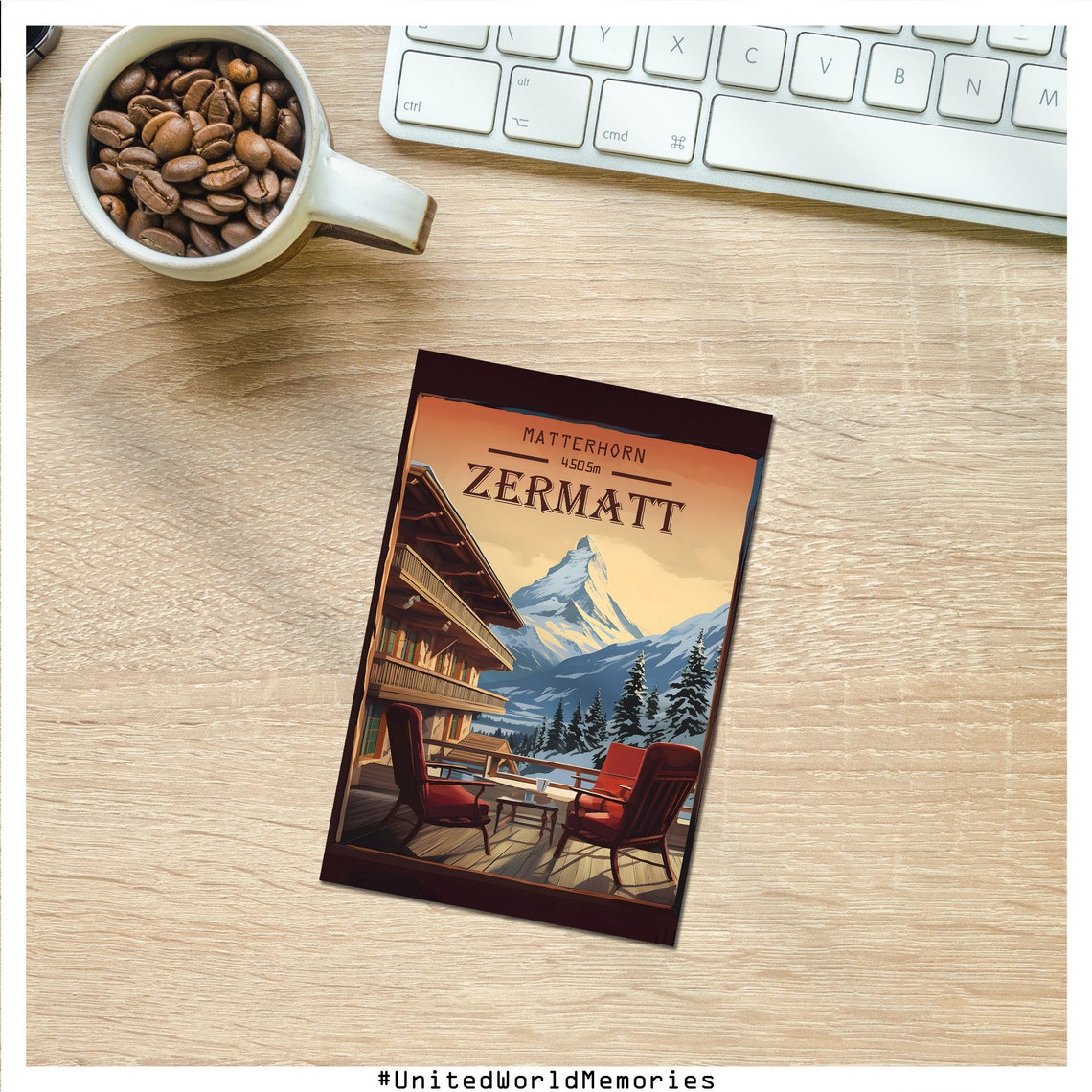 Zermatt Matterhorn Alpine Chalet Balcony Mountain View Poster - Image 4